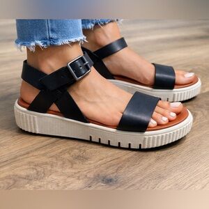 MIA Black and Cream Strappy Sandals